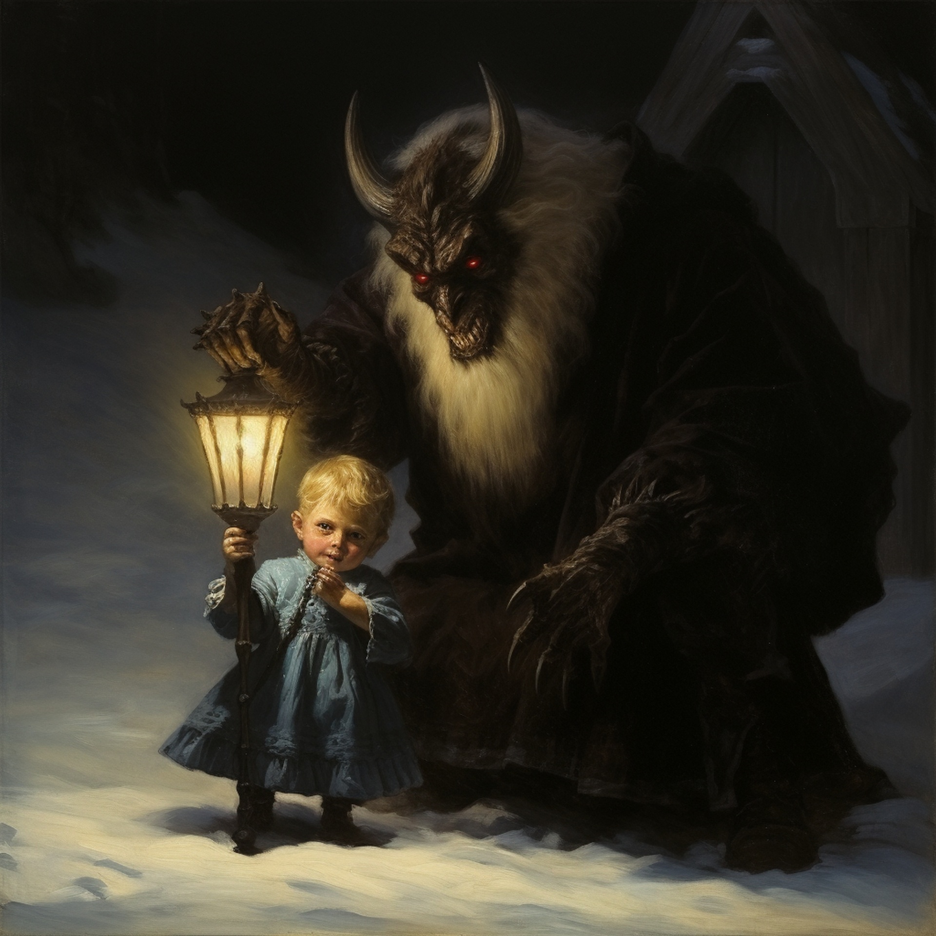 Krampus and Child. The child is Joe.